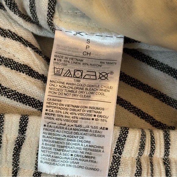 Old Navy Linen Blend Mid-Rise Cropped Striped Pull On Pants Women’s Size Small - Picture 10 of 13